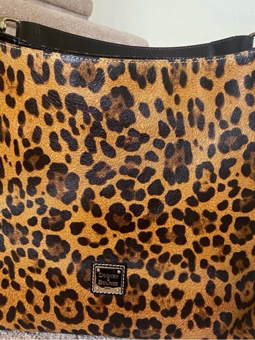 Dooney & Bourke Leopard Print Shoulder Bag in Brown and Black